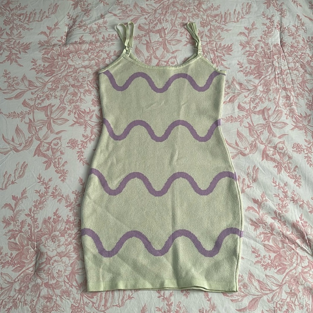 Blue Blush Squiggly Sweater Dress